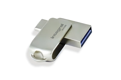Integral 64GB 360-C Dual USB-C & USB 3.0 USB flash drive USB Type-A / USB Type-C 3.2 Gen 1 (3.1 Gen 1) Silver