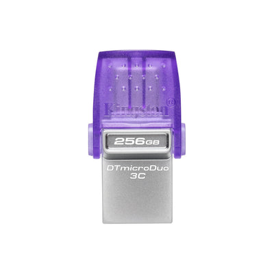 Kingston Technology DataTraveler microDuo 3C USB flash drive 256 GB USB Type-A / USB Type-C 3.2 Gen 1 (3.1 Gen 1) Stainless steel, Purple